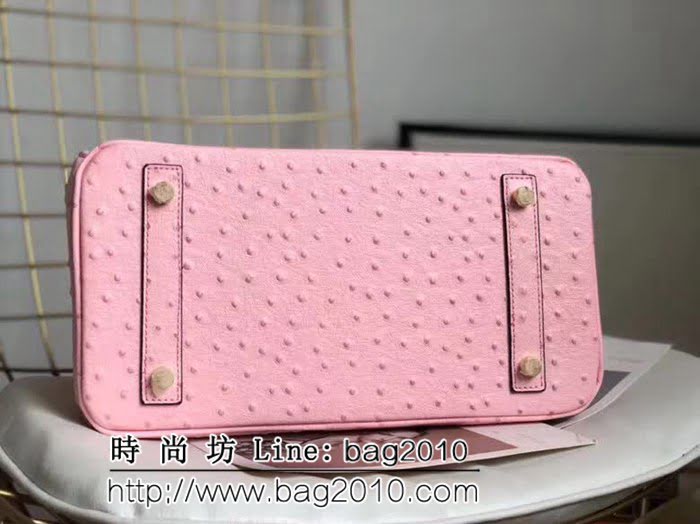 愛馬仕Hermes原版牛皮鴕鳥紋 Birkin 鉑金包 時尚手提包 0AM1012